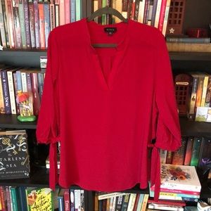 Red Tie-Sleeve Top